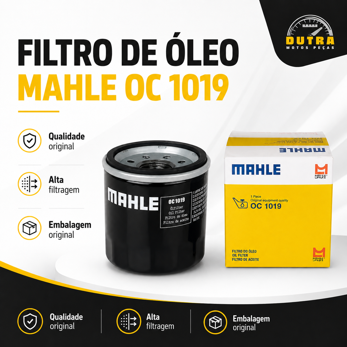 Filtro de Óleo Mahle OC1019 Motor Honda CRF1000L Africa Twin 1000 2016 a 2019 Manual DCT