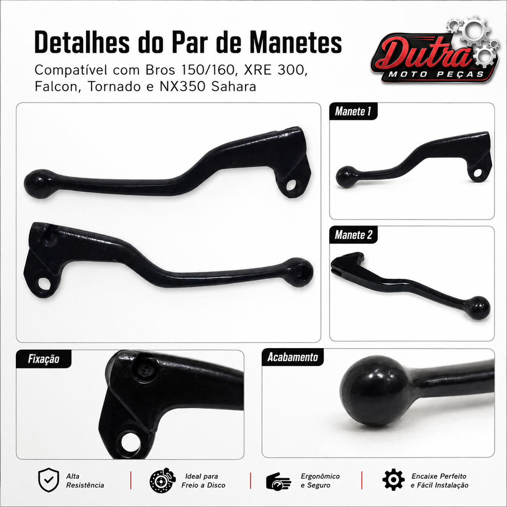 Par Manete Freio Embreagem Honda NXR Bros 150 160 XRE 300 Falcon Tornado NX350 Sahara Disco