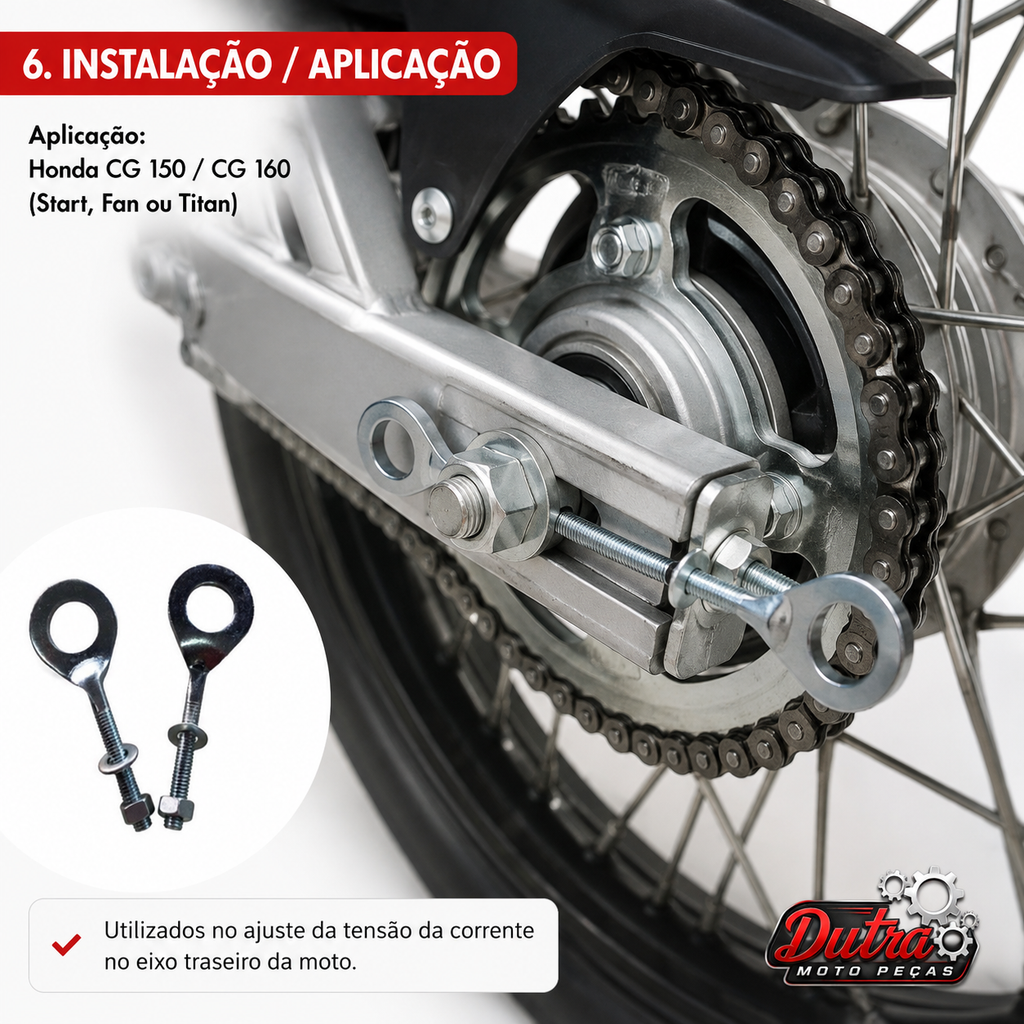 Par Esticador Corrente Honda CG 150 160 Titan Fan Start Ajustador Transmissão