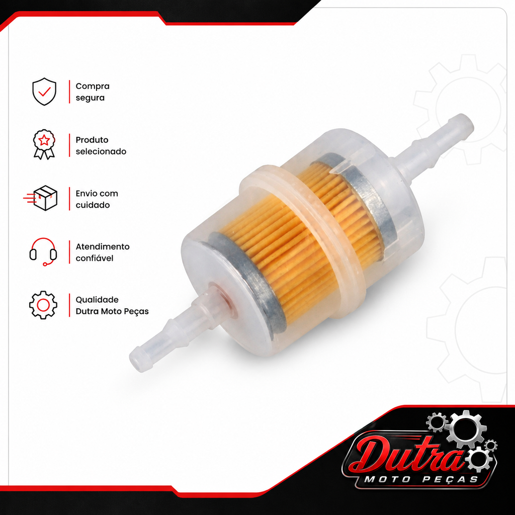 Filtro de Combustível Universal Para Moto Carburada Carburador Em Linha