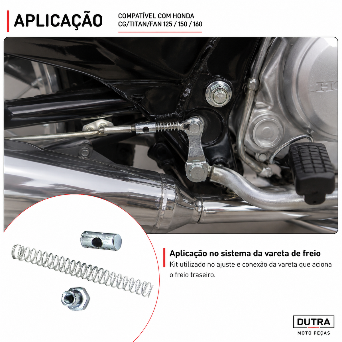 Kit Reparo Varão Vareta Freio Traseiro Honda CG Titan Fan 125 150 Completo