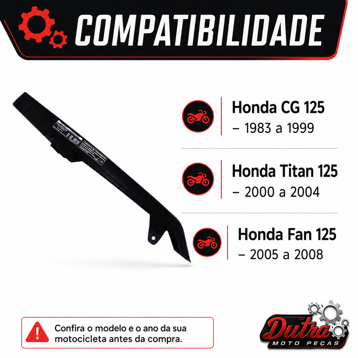 Capa Protetor Corrente Honda CG 125 1983 a 1999 Titan 125 2000 a 2004 Fan 125 2005 a 2008