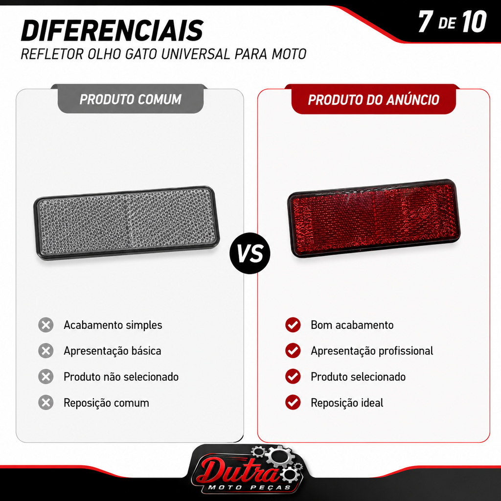 Refletor Olho De Gato Universal Para Moto Refletivo Traseiro