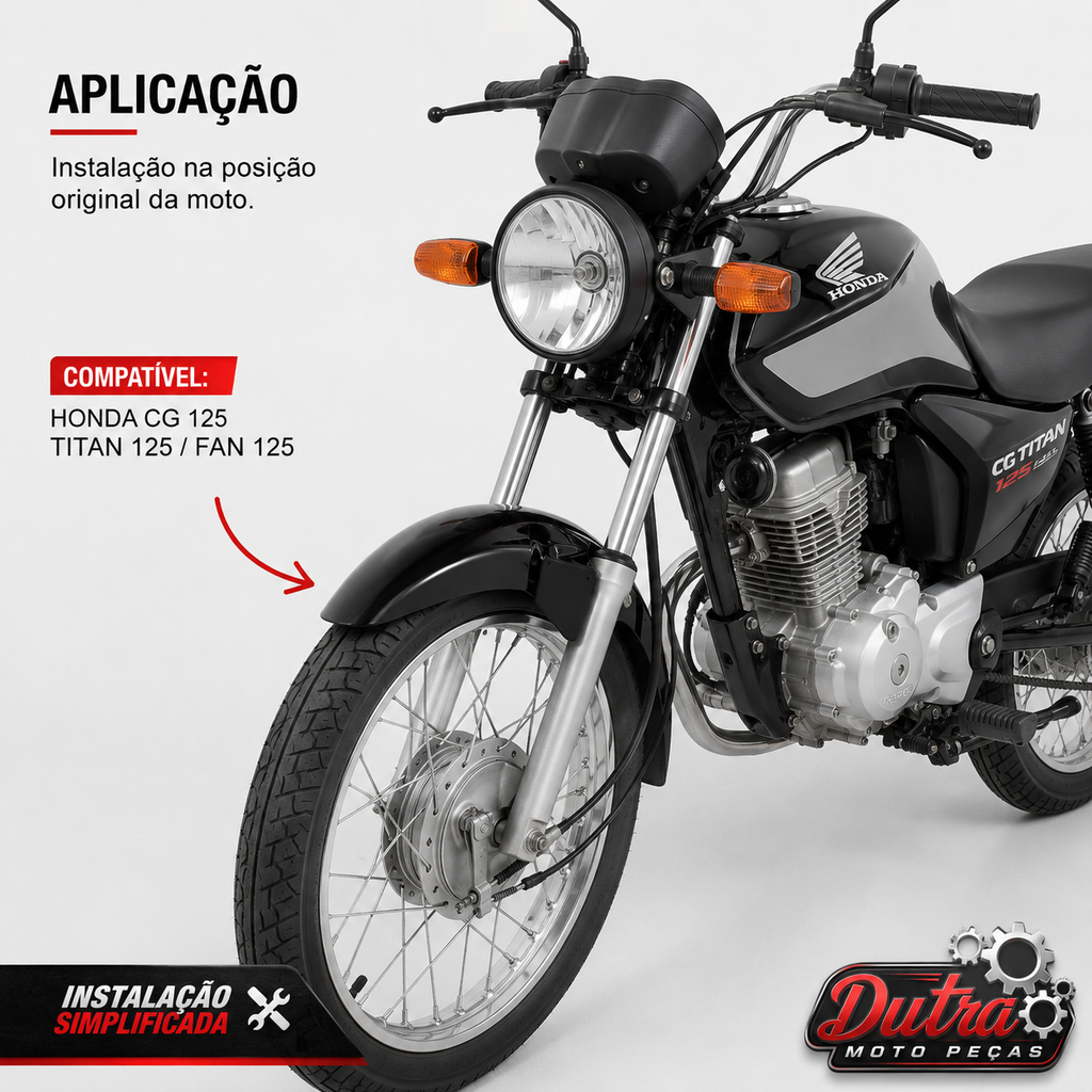 Paralama Dianteiro Honda CG Titan 125 Fan 125 2005 a 2013 Preto