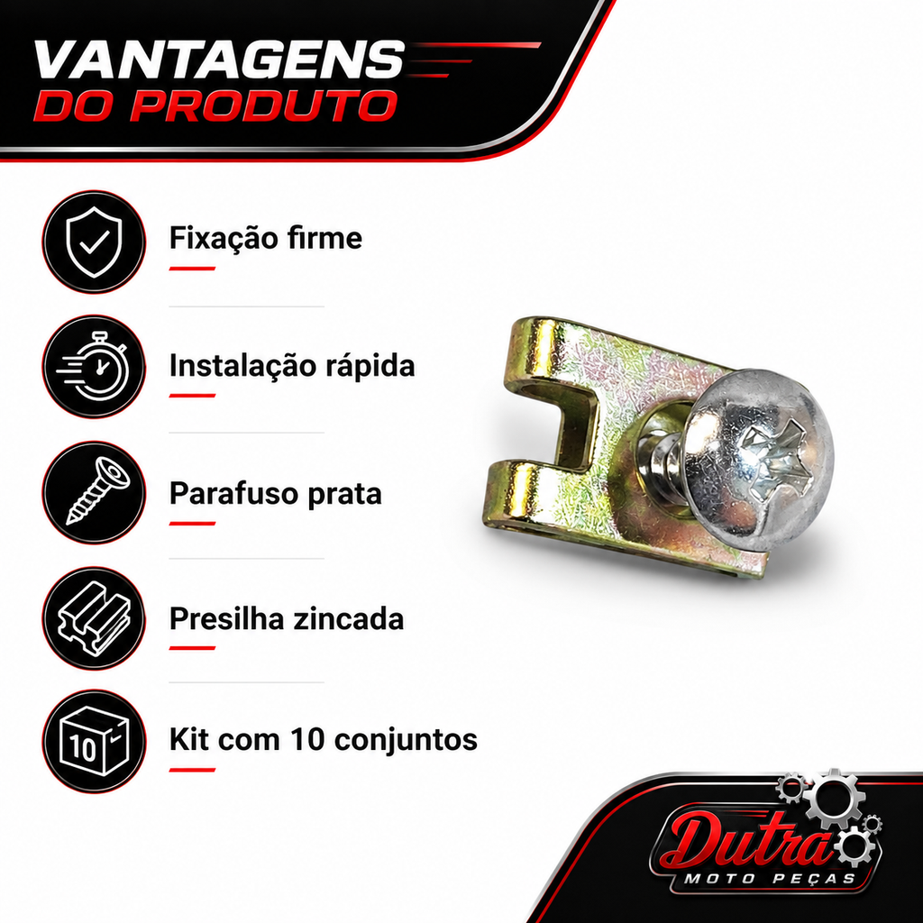 10x Parafuso + Presilhas Carenagem Honda Titan 150 09/15.