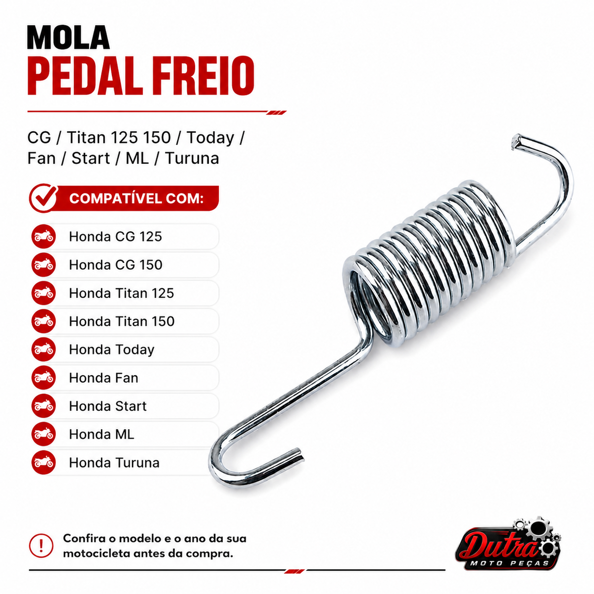 Mola Pedal De Freio Titan 125 150 Biz 100 125 CBX 200 NXR 125 150 Pop 100 110 Suzuki Yes XTZ 125