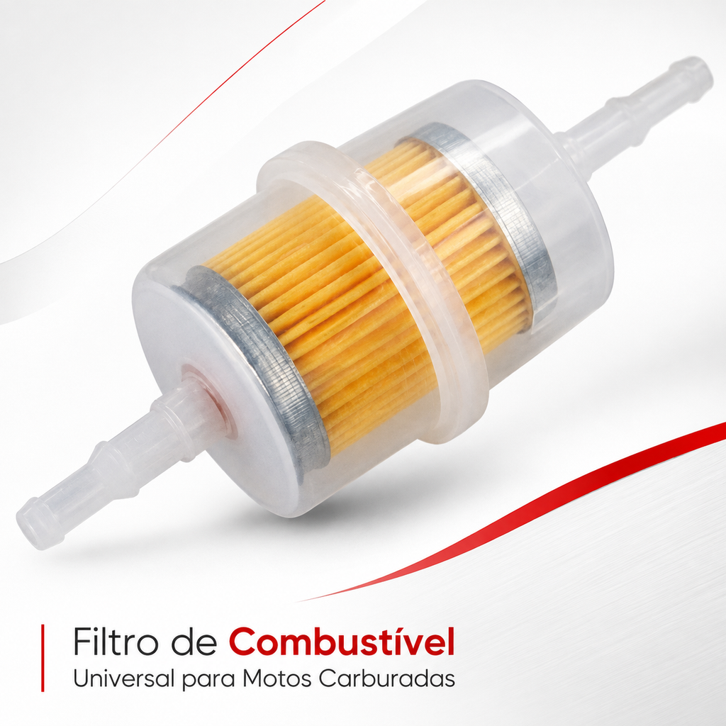 Filtro de Combustível Universal Para Moto Carburada Carburador Em Linha