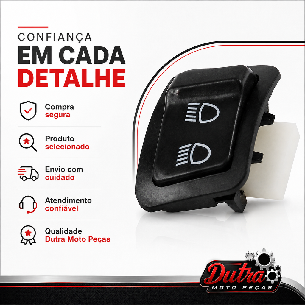 Botão Interruptor Farol Alto Baixo Honda Biz 125 2018 a 2023 Luz Alta Baixa