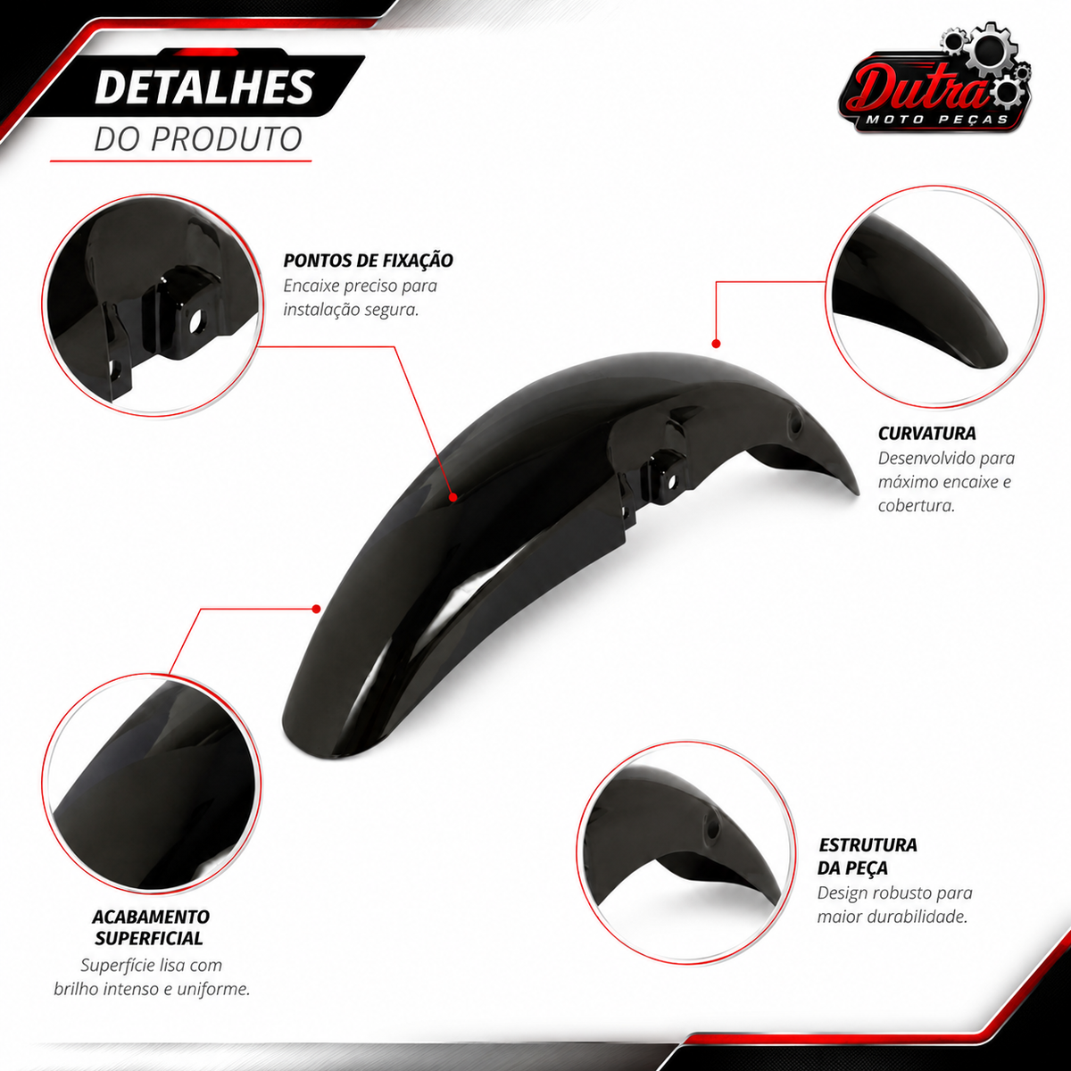 Paralama Dianteiro Honda CG Titan 125 Fan 125 2005 a 2013 Preto