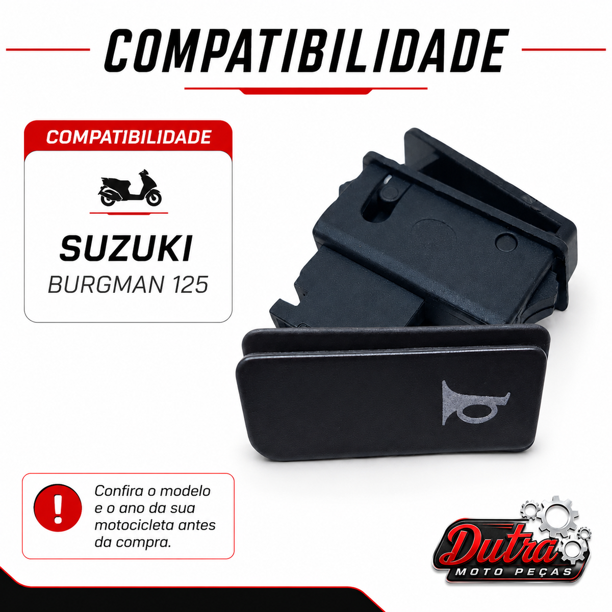 Botão Interruptor Buzina Suzuki Burgman 125 125i Comando Buzina Reposição