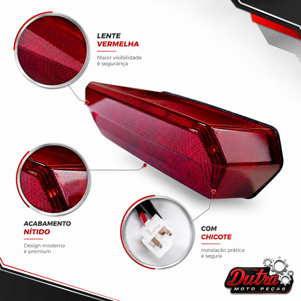 Lanterna Traseira LED Com Chicote Honda CG 160 Titan Fan 2025 Luz Freio