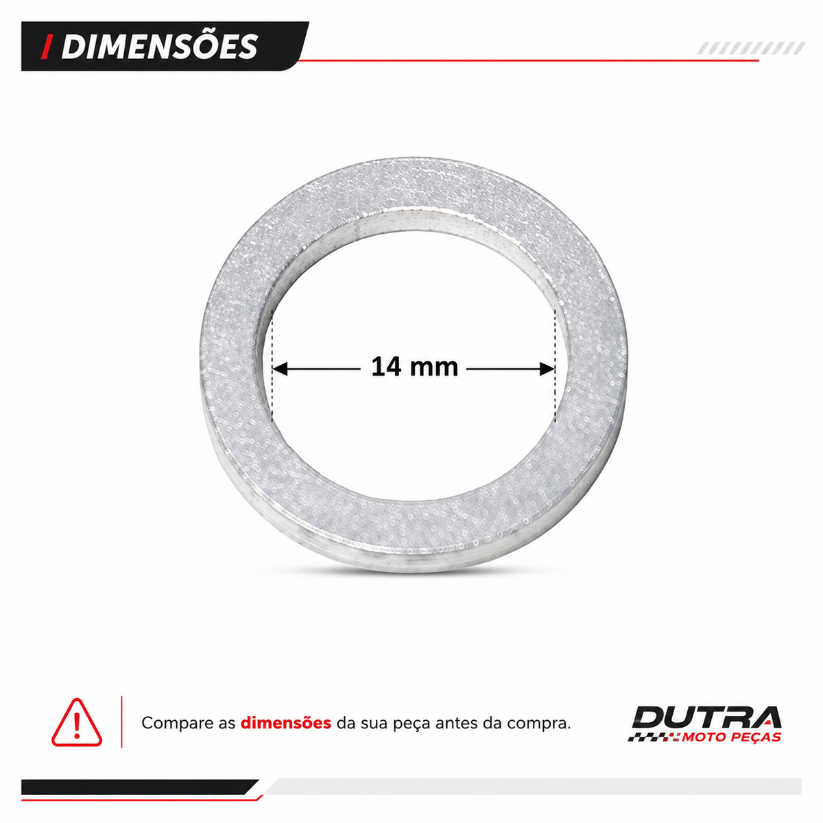 Arruela Alumínio Bujão Óleo 14mm M14 Vedação Cárter Moto Universal