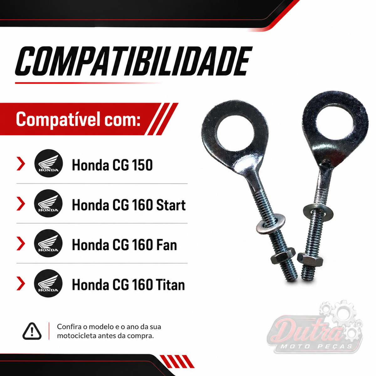 Par Esticador Corrente Honda CG 150 160 Titan Fan Start Ajustador Transmissão