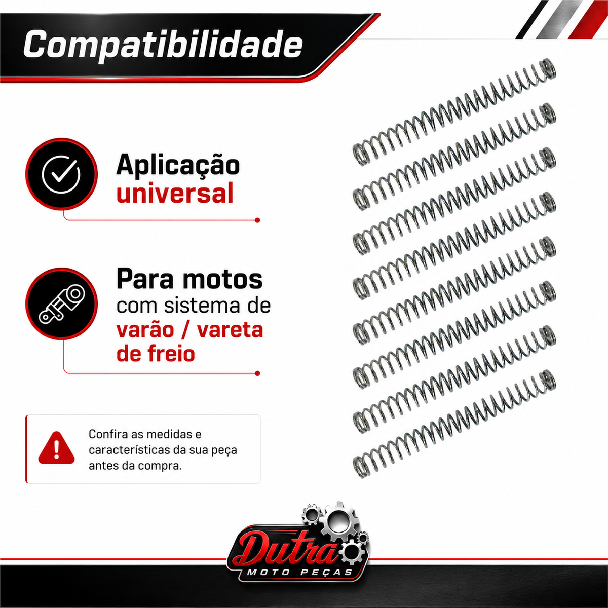 Kit 10 Molas Varão Vareta De Freio Universal Para Moto Modelo Original