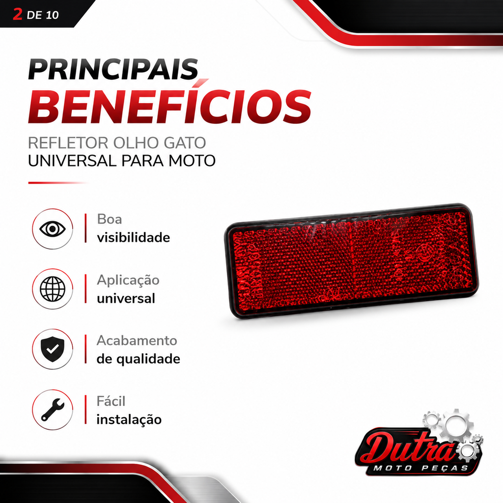 Refletor Olho De Gato Universal Para Moto Refletivo Traseiro