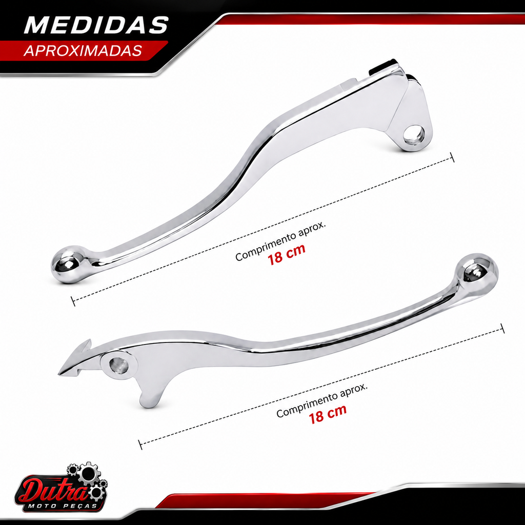 Par de Manetes Cromado/Polido Yamaha Fazer 250 Lander Tenere Factor 150 YBR Crosser Feio e Embreagem
