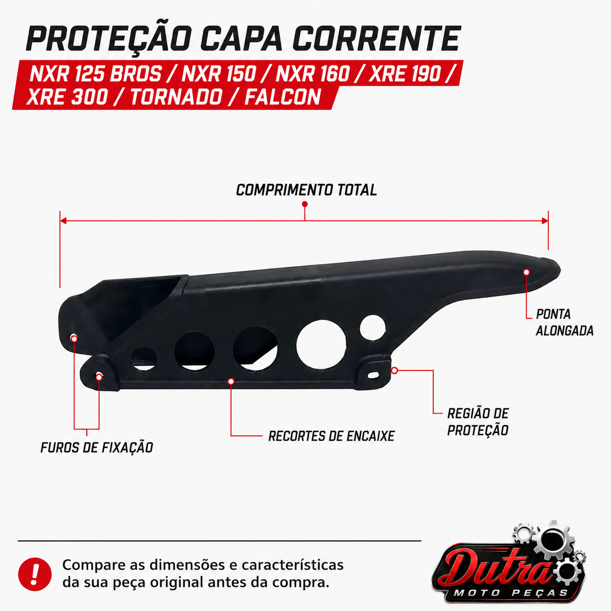 Proteção Capa Corrente Nxr 125 Bros /Nxr 150 / 160 Xre 190 300 Nx 400 Tornado Acessórios Para Motos