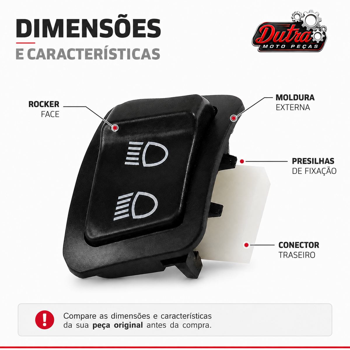 Botão Interruptor Farol Alto Baixo Honda Biz 125 2018 a 2023 Luz Alta Baixa