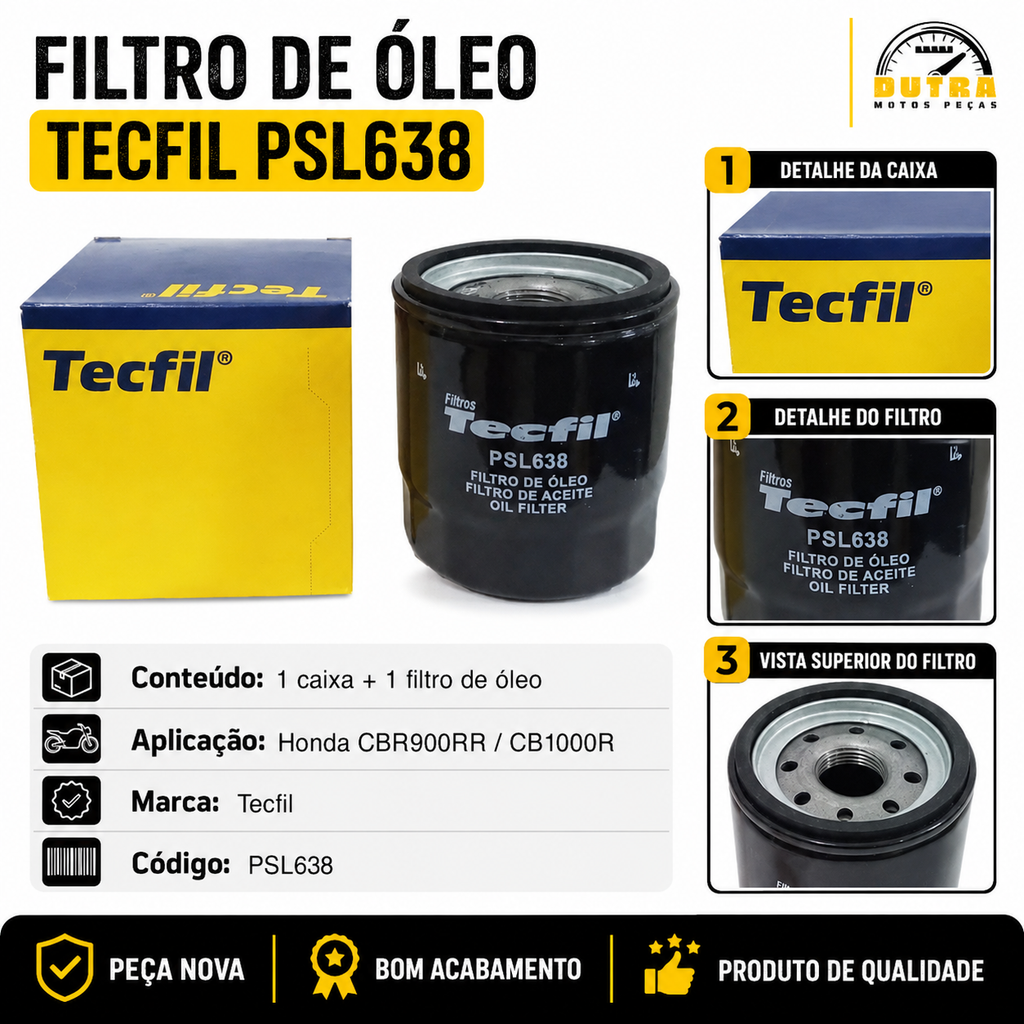 Filtro de Óleo Mahle OC1019 Moto Honda Shadow VT600 VT750 600 750 Motor Reposição