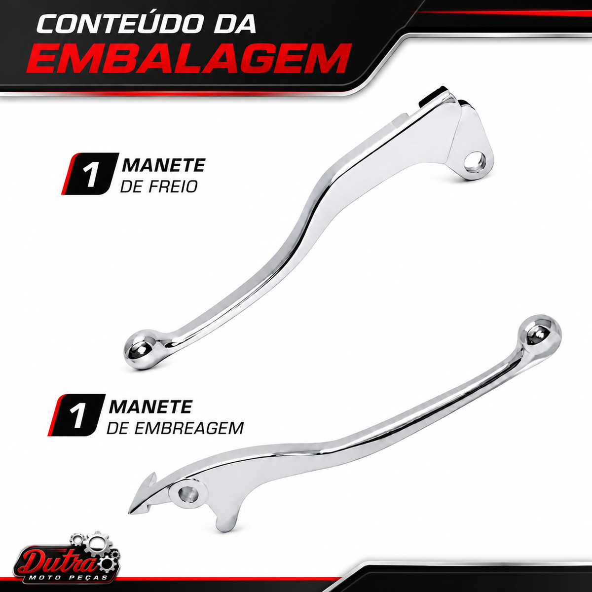 Par de Manetes Cromado/Polido Yamaha Fazer 250 Lander Tenere Factor 150 YBR Crosser Feio e Embreagem