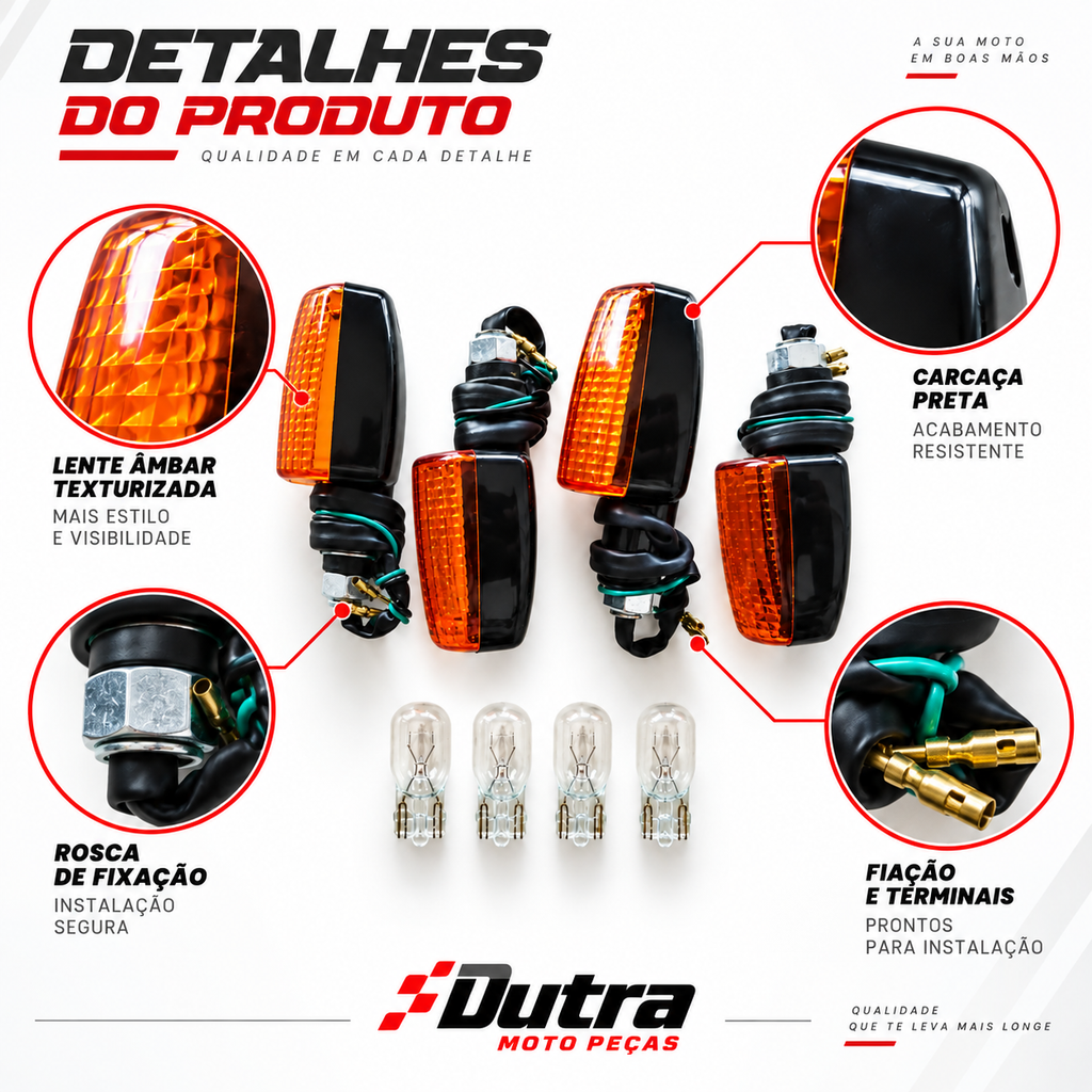 04 Piscas Seta Com Lâmpada Modelo Honda Mini Cg 150 Twister Cb300