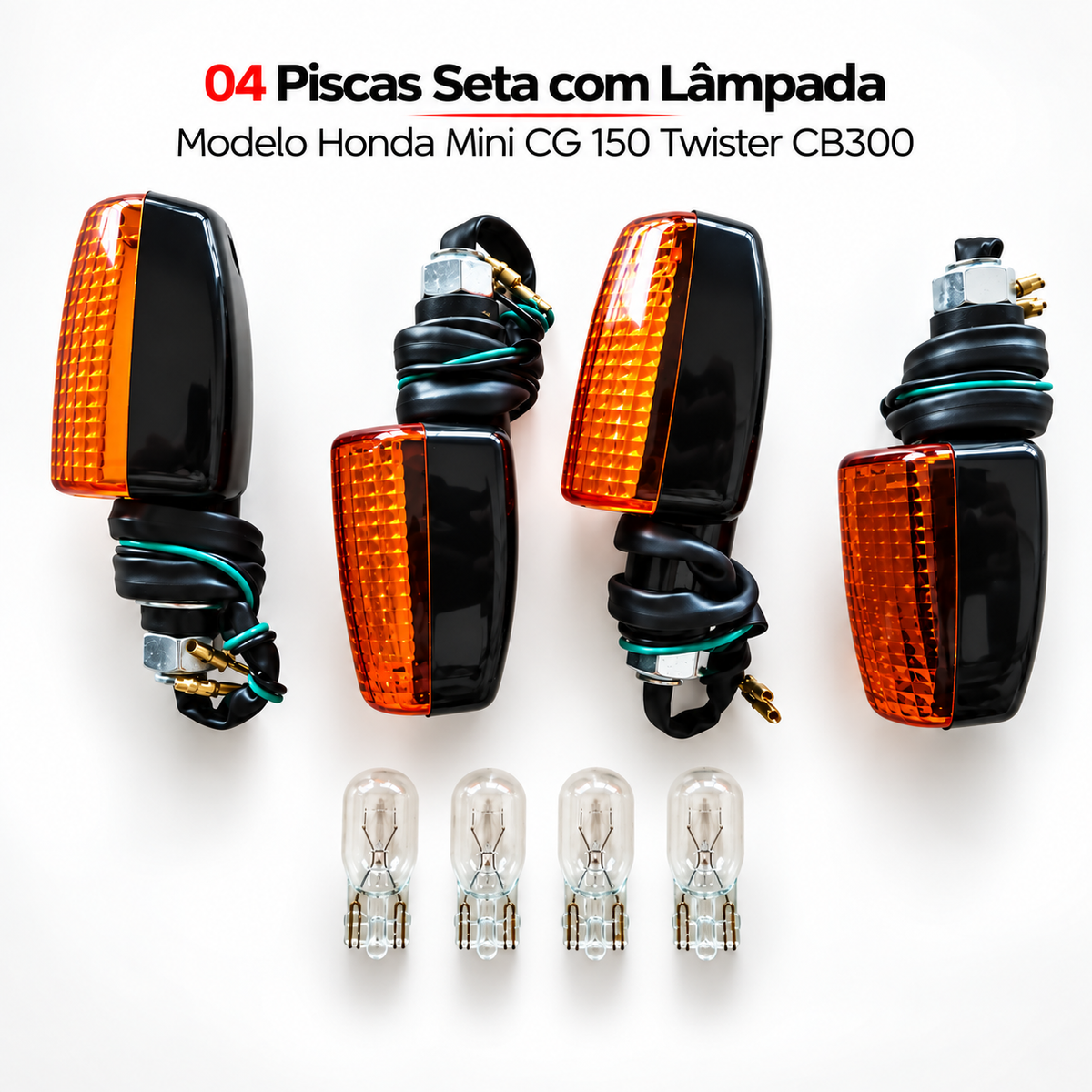 04 Piscas Seta Com Lâmpada Modelo Honda Mini Cg 150 Twister Cb300