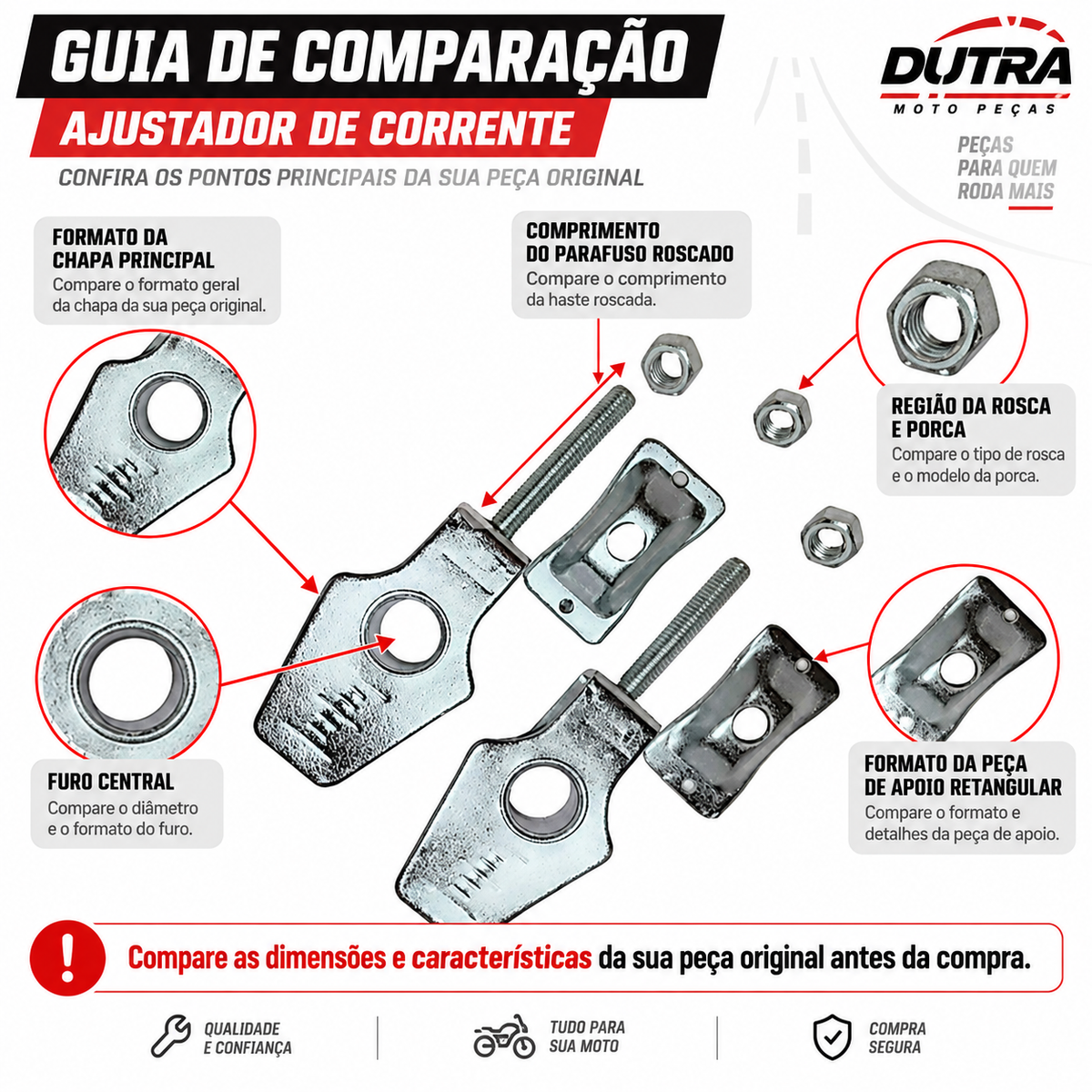 Placa Chapinha Esticador Corrente Honda Bros 125 150 160 XRE