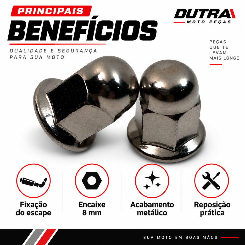 PAR PORCA CEGA FIXAR ESCAPE 8MM FAN 125 150 160 TITAN FAN 150 04-12 START BROS CB300 TWISTER TORNADO