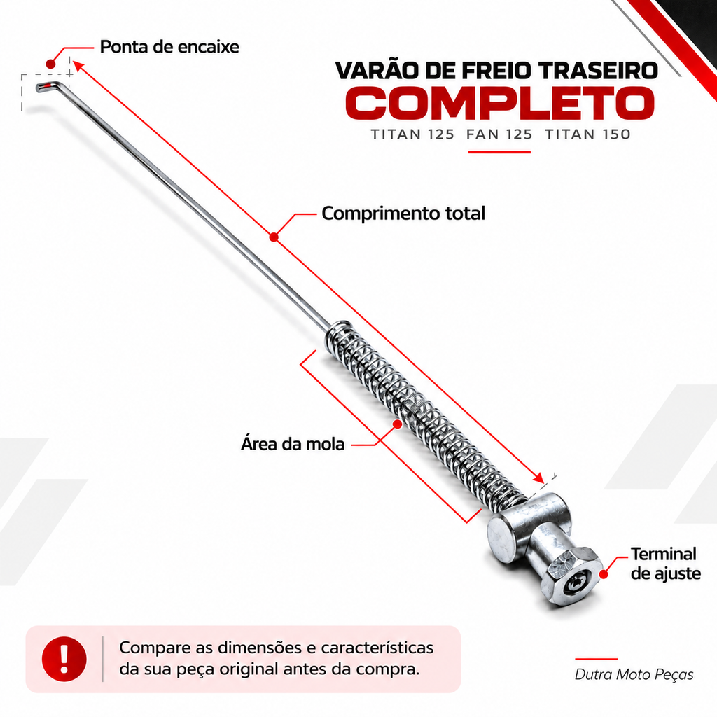 Varão de Freio Traseiro Completo Titan 125 Fan 125 Titan 150