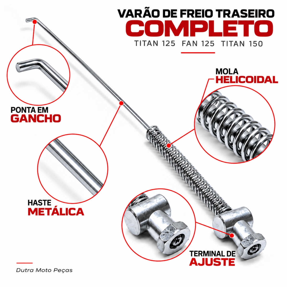 Varão de Freio Traseiro Completo Titan 125 Fan 125 Titan 150