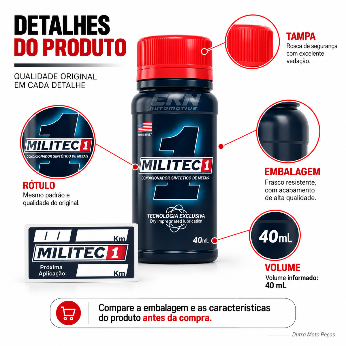 Condicionador De Metais 40ml - Militec 1 ORIGINAL