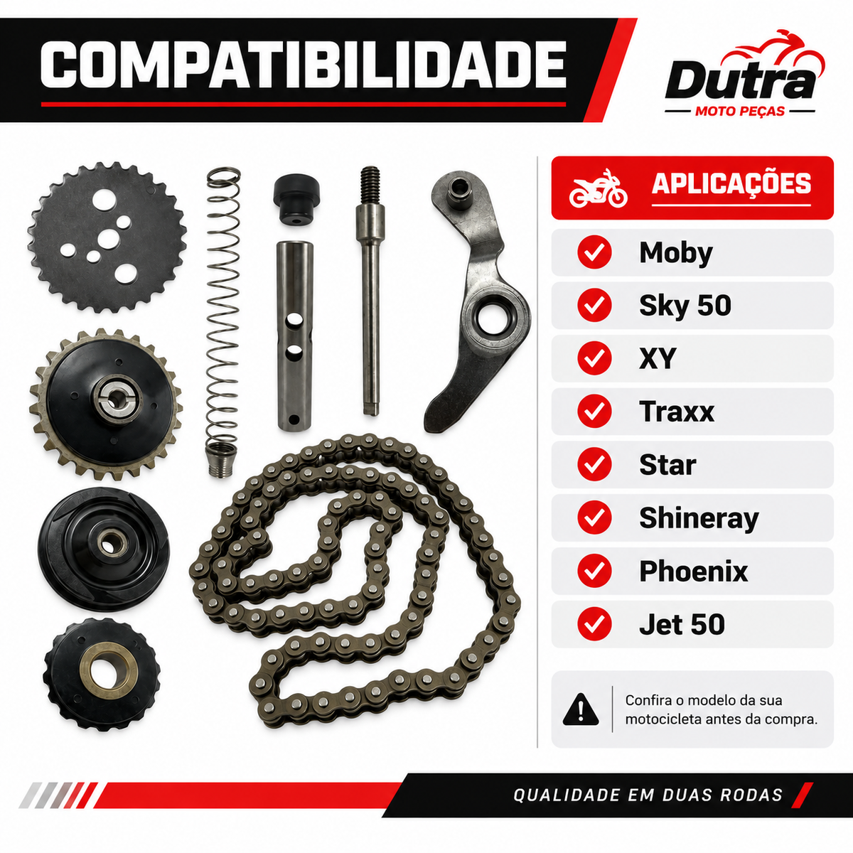 Tensor Corrente Comando 10 PEÇA MOBY/ SKY 50/ XY / TRAXX/ STAR / SHINERAY/ PHOENUIX / JET 50