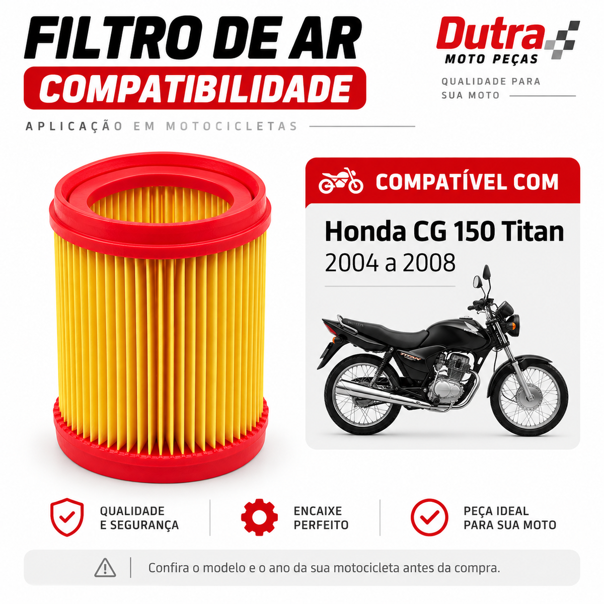 Filtro de ar Titan Cg 150 Honda 2004 Até 2008 Modelo Original Filtran 1016 - i 54