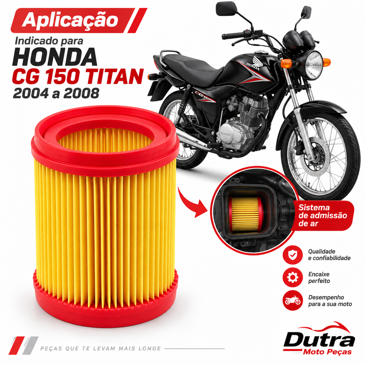Filtro de ar Titan Cg 150 Honda 2004 Até 2008 Modelo Original Filtran 1016 - i 54