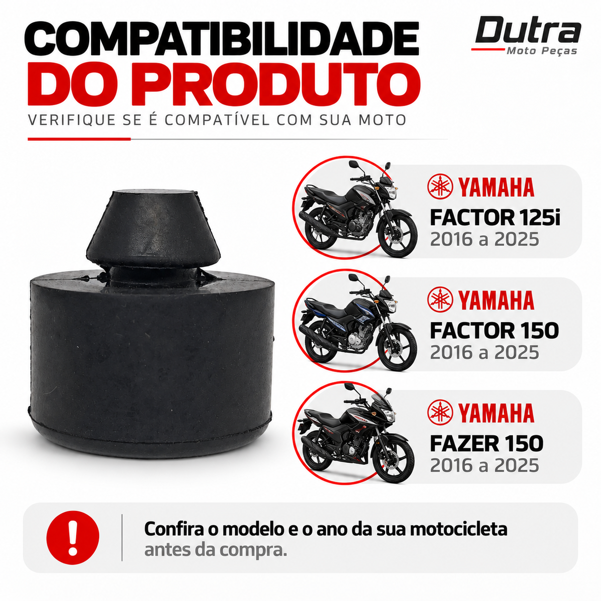 Borracha cavalete central Factor 125i e 150 anos 16a 25  Fazer 150 batente do descanso Acessorios