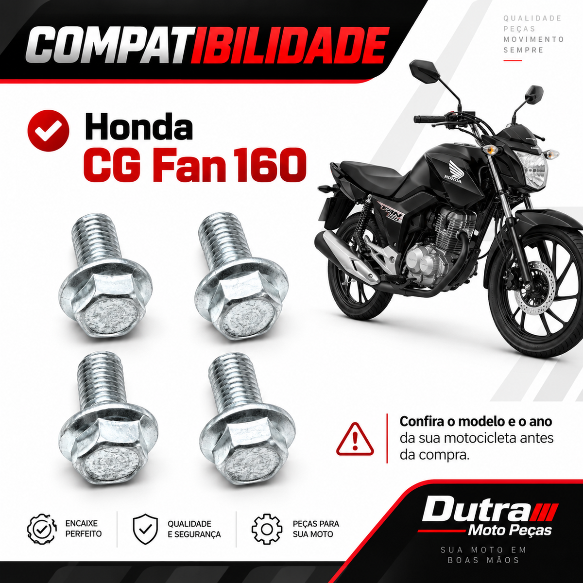 Parafuso Disco Freio Cg Titan Fan 125 150 160 Lander/ Lander 8x24mm (UNIDADE)