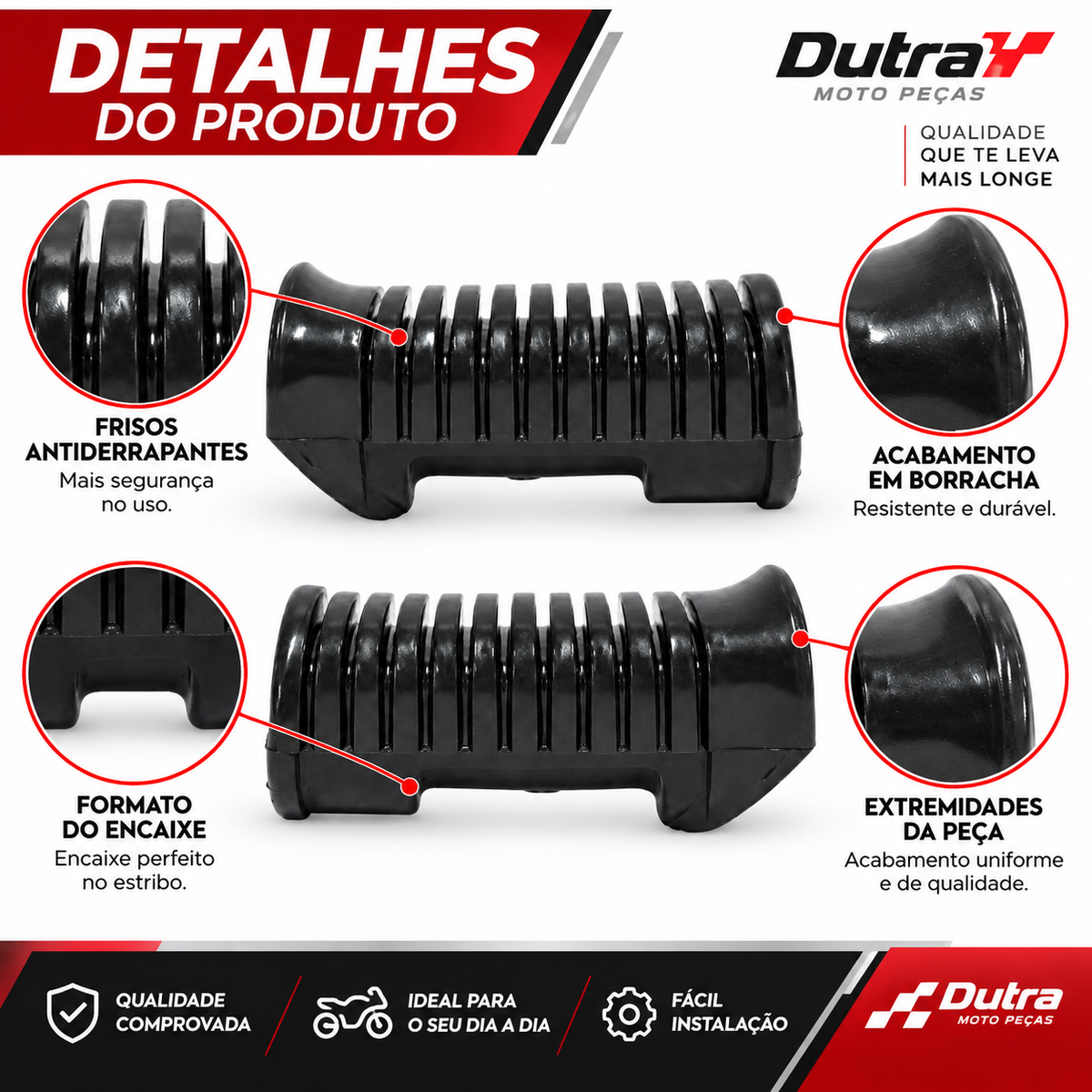 Par Borracha Estribo Pedaleira Titan 125 Titan 150 Fan 125 Fan 150