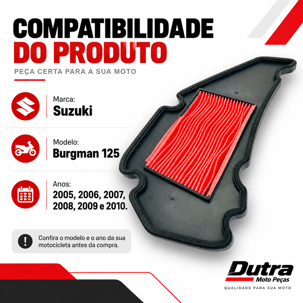Filtro De Ar Suzuki Burgman 125 2005 06 2007 2008 2009 2010