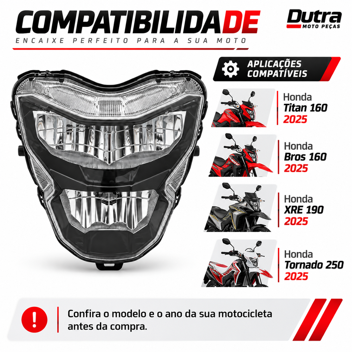 Farol De Led Titan 160 2025 Bros 160 2025 Xre 190 2025 Tornado 250 2025