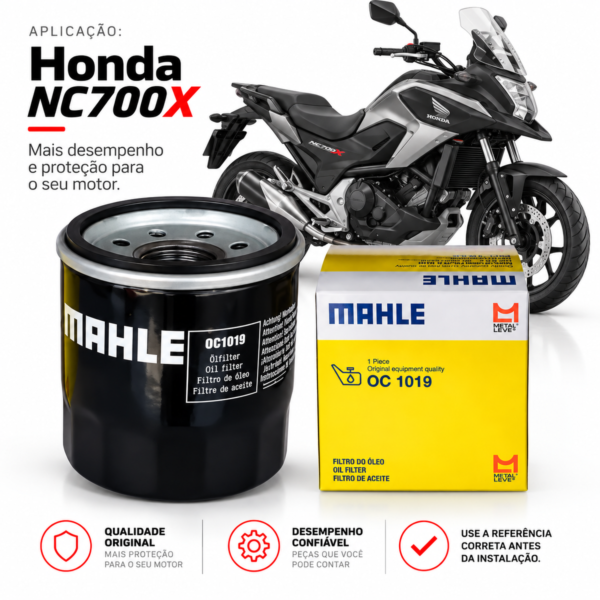 Filtro De Óleo Mahle OC1019 Metal Leve NC700X Todas