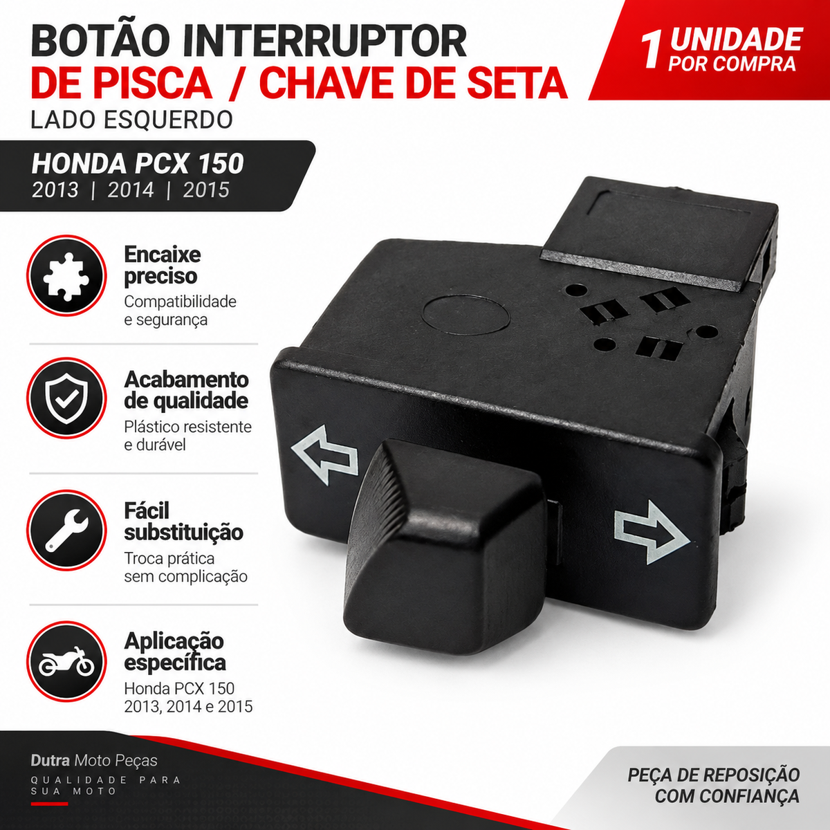 Botão Interruptor Pisca Honda PCX 150 2013 2014 2015 Modelo Original Chave Seta Lado Esquerdo