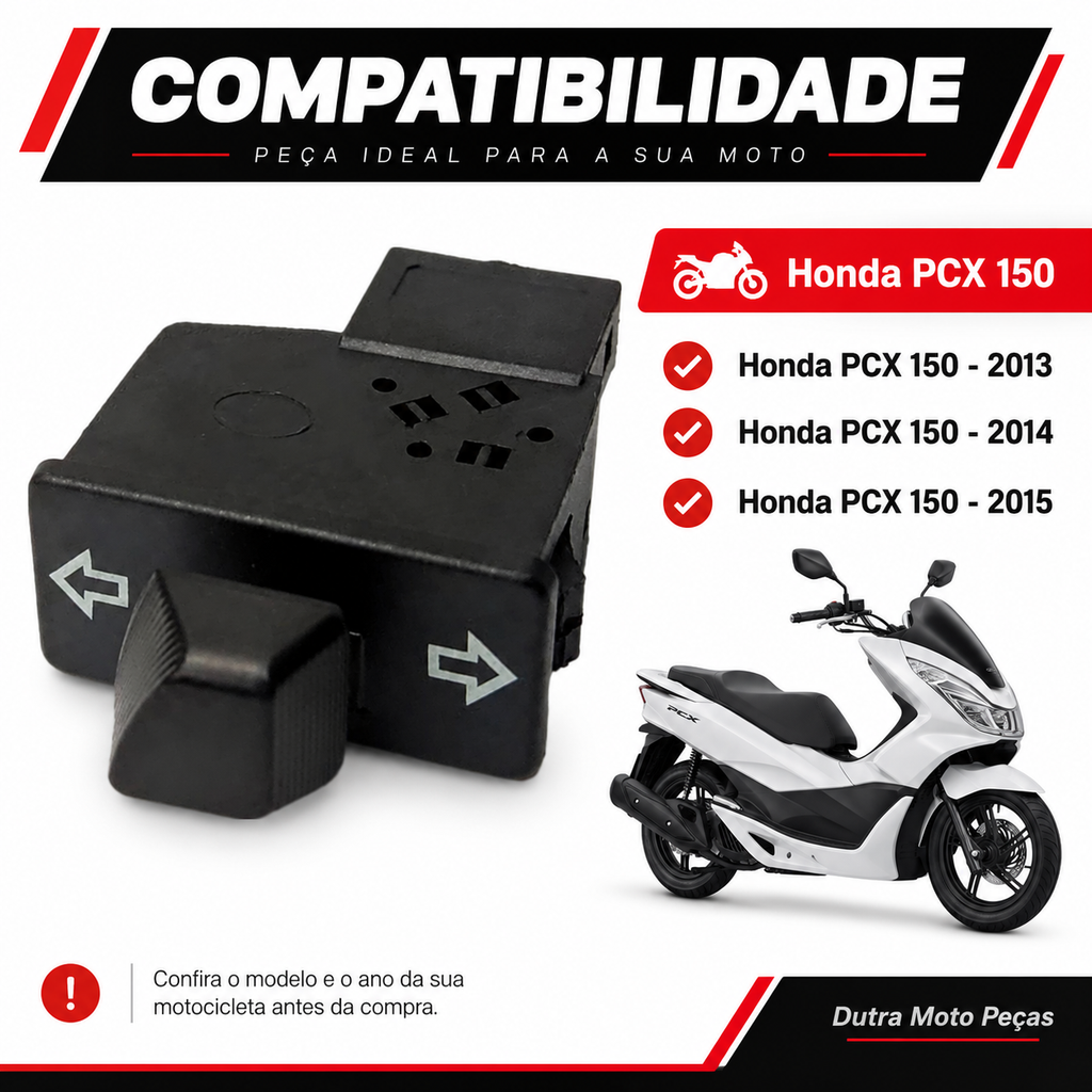 Botão Interruptor Pisca Honda PCX 150 2013 2014 2015 Modelo Original Chave Seta Lado Esquerdo