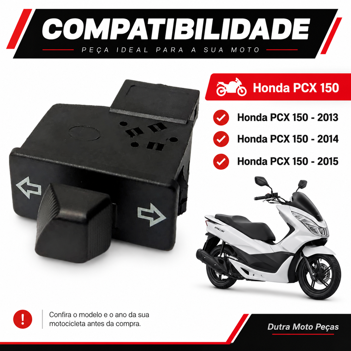 Botão Interruptor Pisca Honda PCX 150 2013 2014 2015 Modelo Original Chave Seta Lado Esquerdo