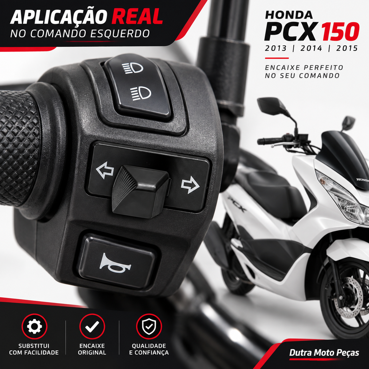 Botão Interruptor Pisca Honda PCX 150 2013 2014 2015 Modelo Original Chave Seta Lado Esquerdo