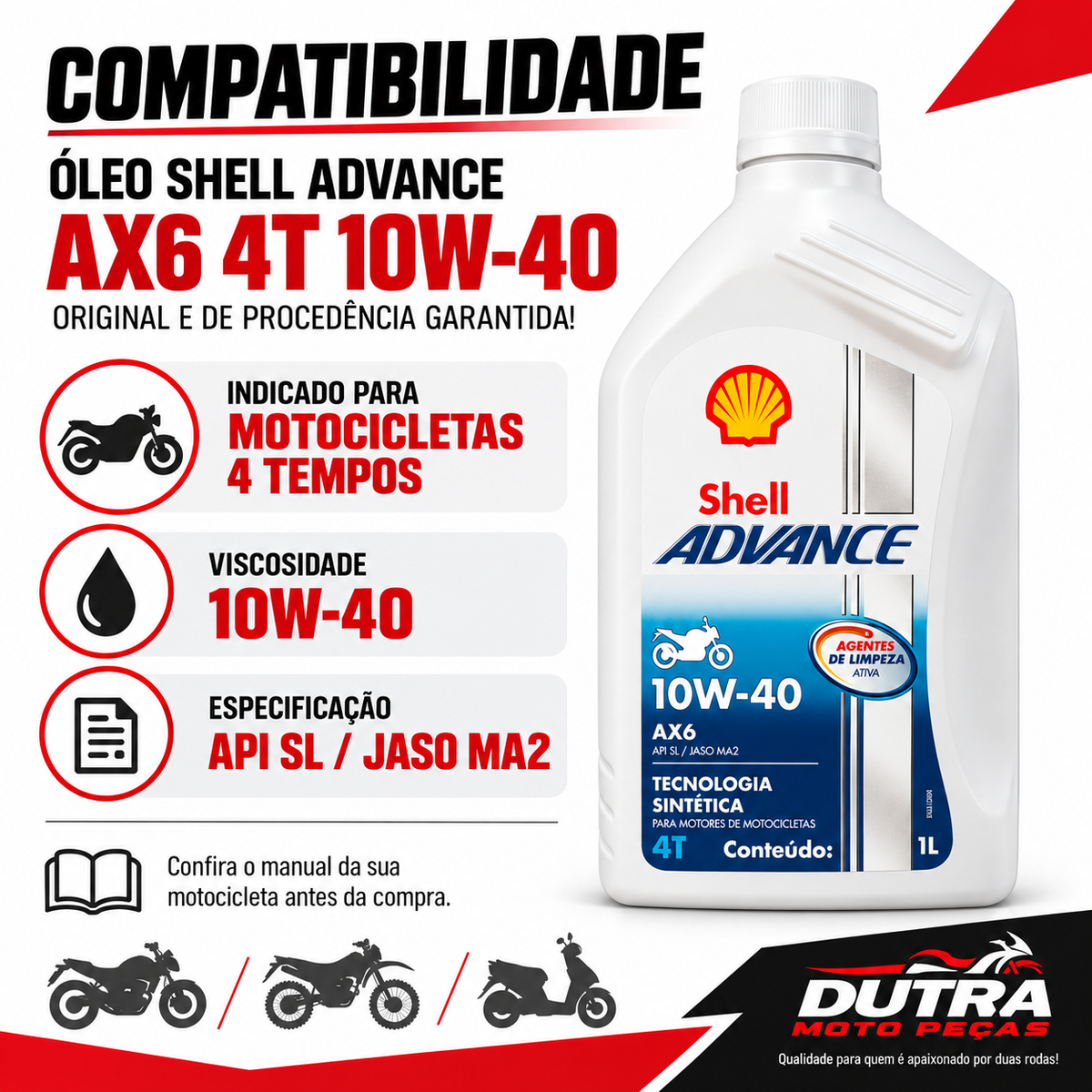 ADVANCE 4T AX6 10W-40 (SL/MA2) SHELL
