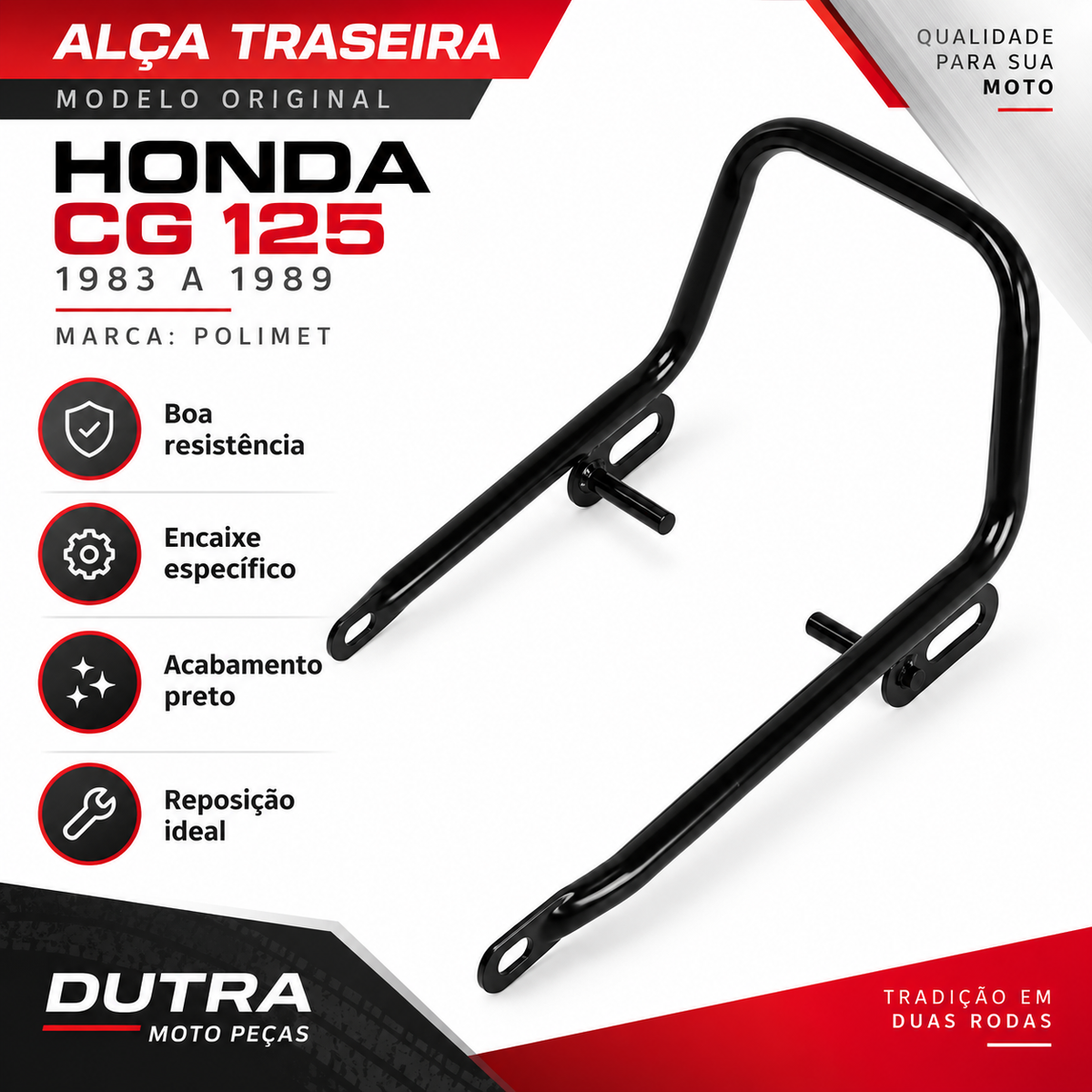 Alça Modelo Original Cg 125 1983 a 1989 Preto POLIMET