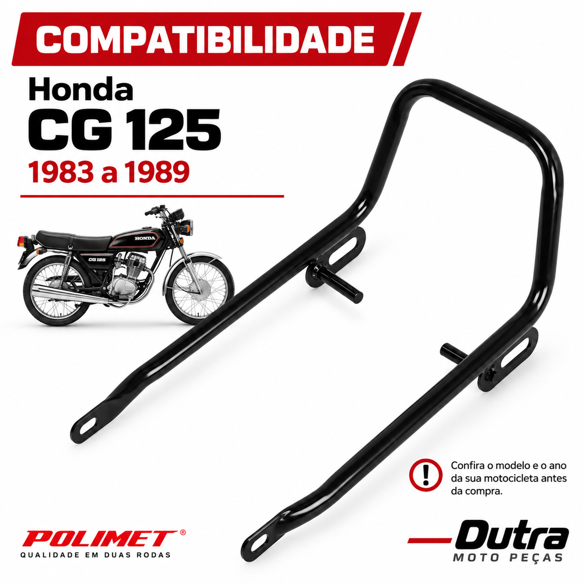Alça Modelo Original Cg 125 1983 a 1989 Preto POLIMET