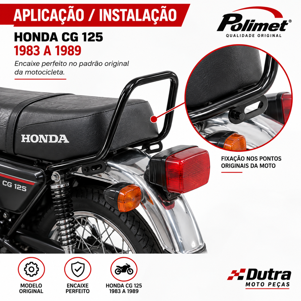 Alça Modelo Original Cg 125 1983 a 1989 Preto POLIMET