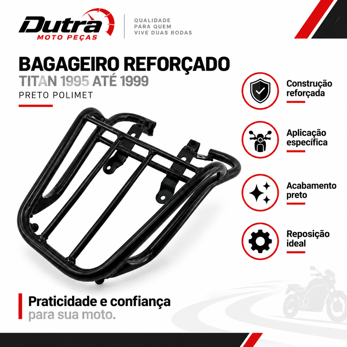Bagageiro Reforçado Titan 1995 Até 1999 Preto Polimet