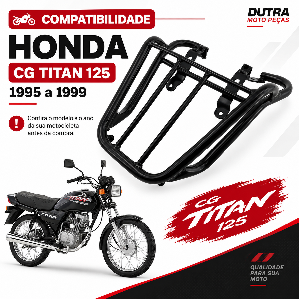 Bagageiro Reforçado Titan 1995 Até 1999 Preto Polimet